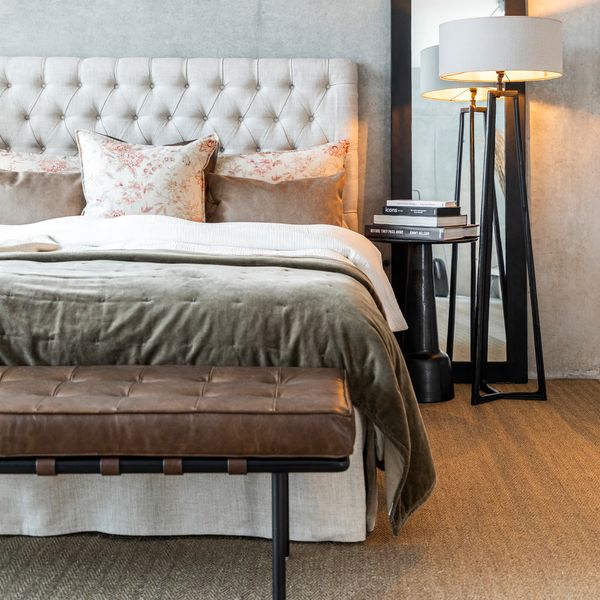 Princetown Chocolate Brown Skinn Benk - Artwood