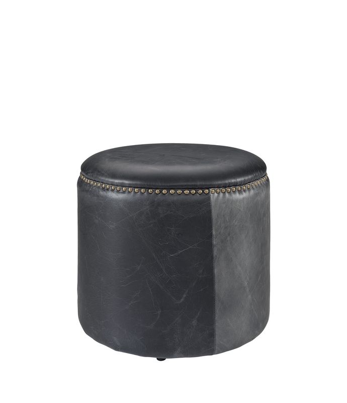 Nice Ottoman Vintage Black Skinn - Artwood