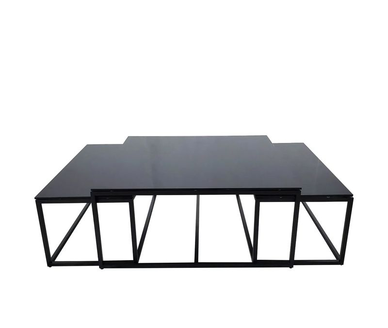 Oceanside Svart Glass 100cm Salongbord 3-set - Home Factory