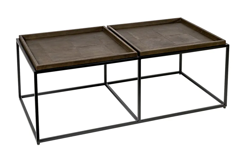 Todelt skinn sofabord med svart ramme | Home Factory
