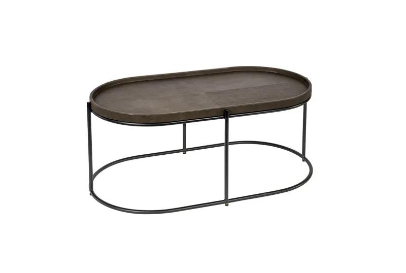 Ovalt skinn sofabord med svart ramme | Home Factory