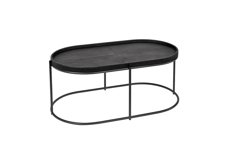 Ovalt skinn sofabord med svart ramme | Home Factory