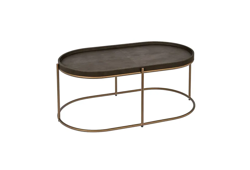 Ovalt skinn sofabord med messingramme | Home Factory