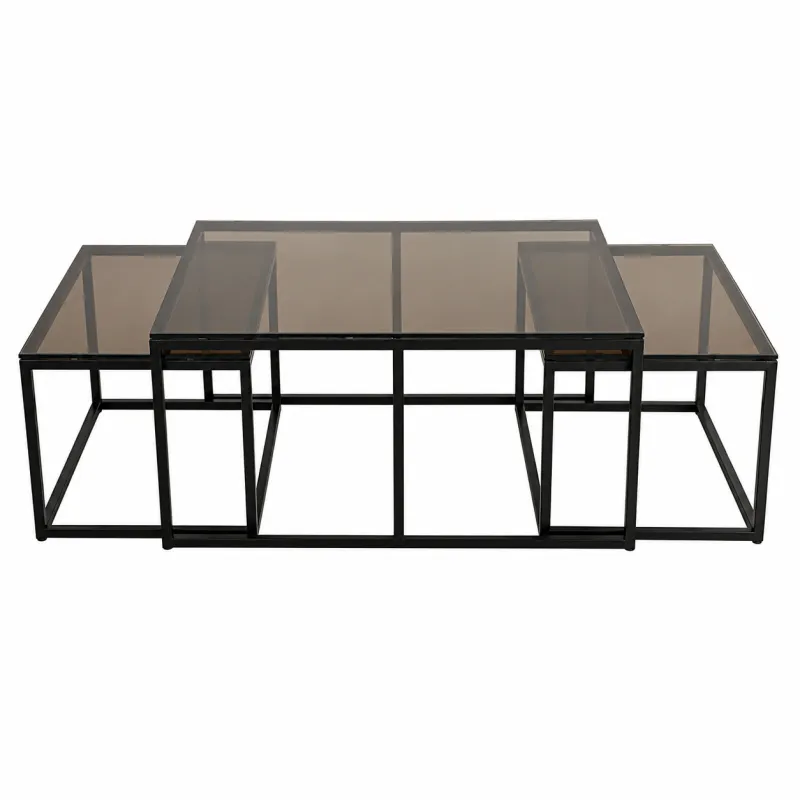 Oceanside glass sofabord kvadratisk 3-set | Home Factory
