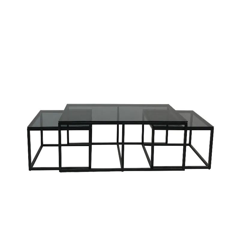Oceanside Grått Glass Salongbord 3-set - Home Factory
